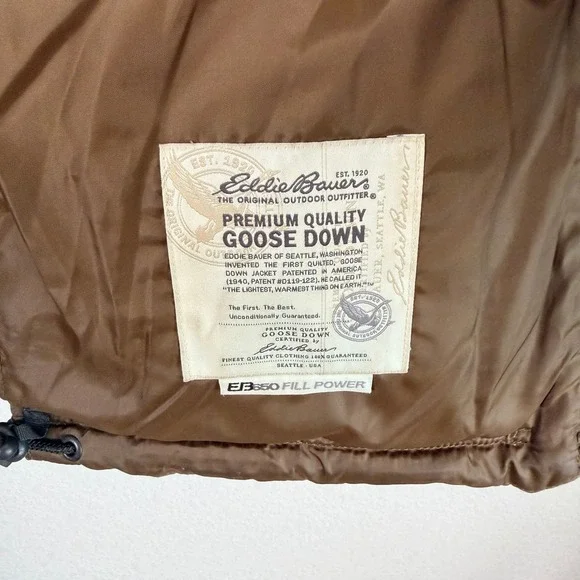 Vintage Eddie Bauer 650 Goose Down Puffer Vest Mens L Green Full Zip Quilted